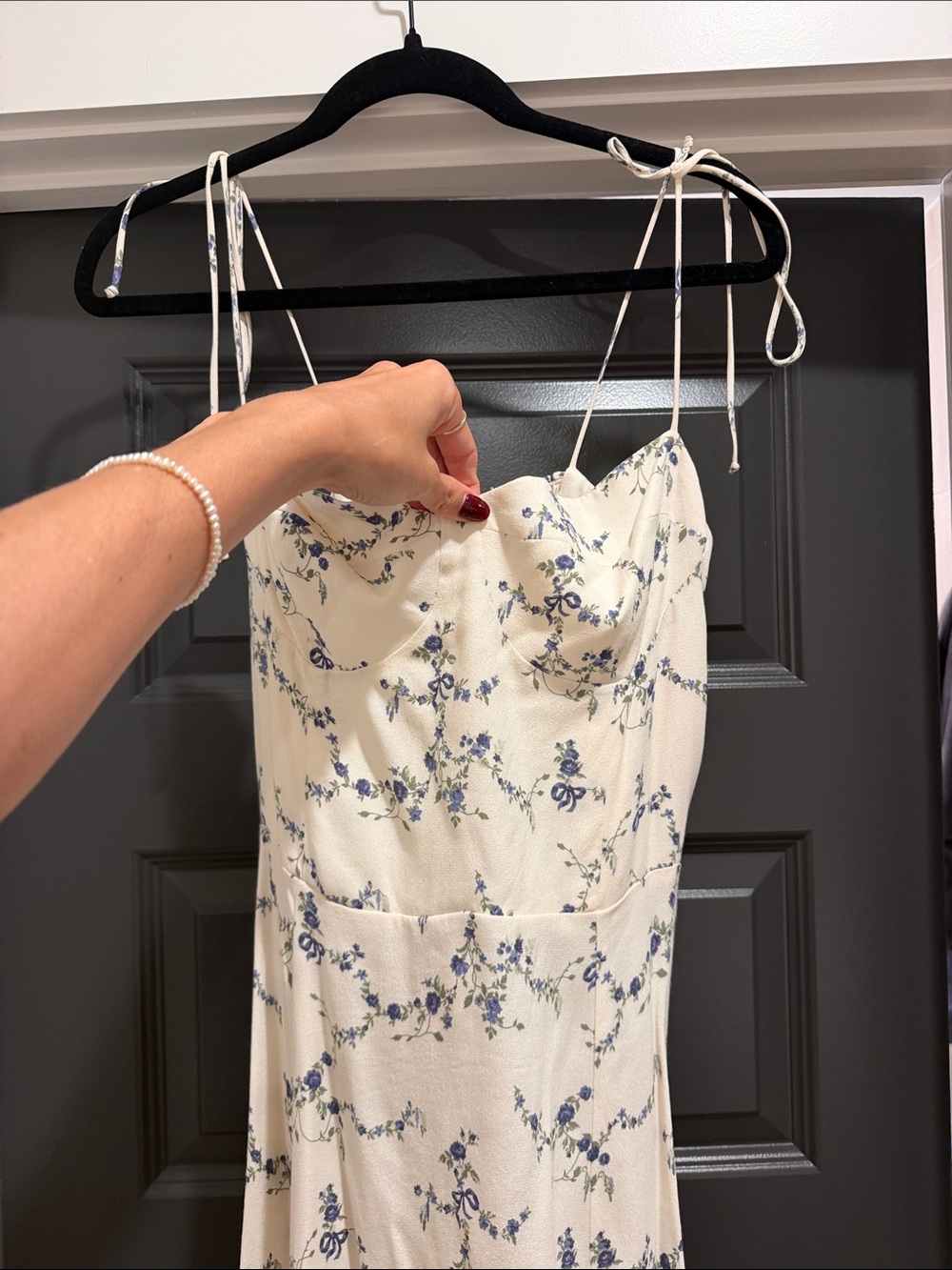 Reformation White and Blue Floral Chemise